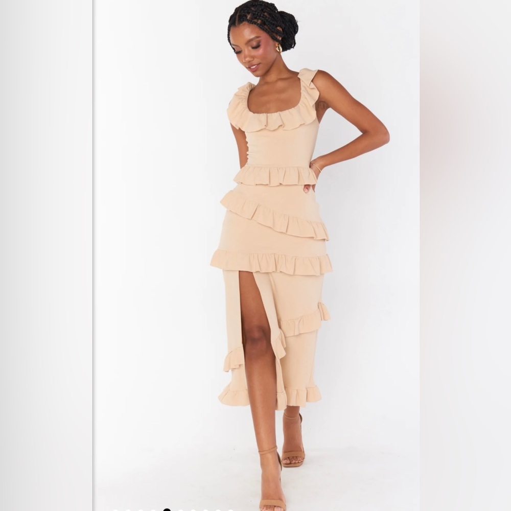 show me your mumu Greta dress - Champagne stretch